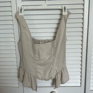 NWT open edit beige oatmeal corset lined top